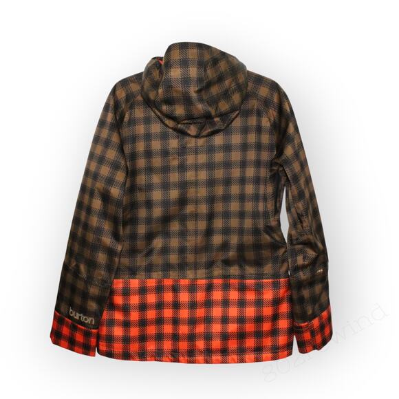 Medium Burton Snowboard 3L Zephyr Jacket Buffalo Plaid BlackRedBrown FreeShip - Picture 5 of 11